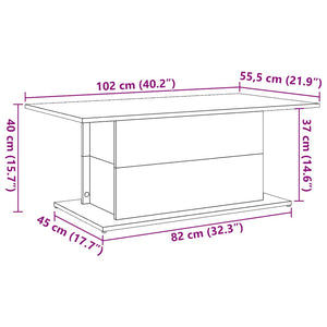 vidaXL Coffee Table Old Wood 102x55.5x40 cm Engineered Wood