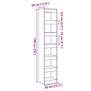 vidaXL Book Cabinet/Room Divider Old Wood 40x30x198 cm