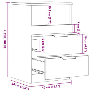 vidaXL Bedside Cabinet Old Wood 40x36x65 cm Engineered Wood