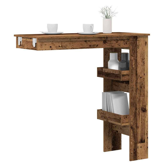 vidaXL Wall Bar Table Old Wood 102x45x103.5 cm Engineered Wood