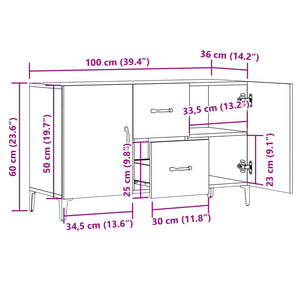 vidaXL Sideboard Old Wood 100x36x60 cm Engineered Wood