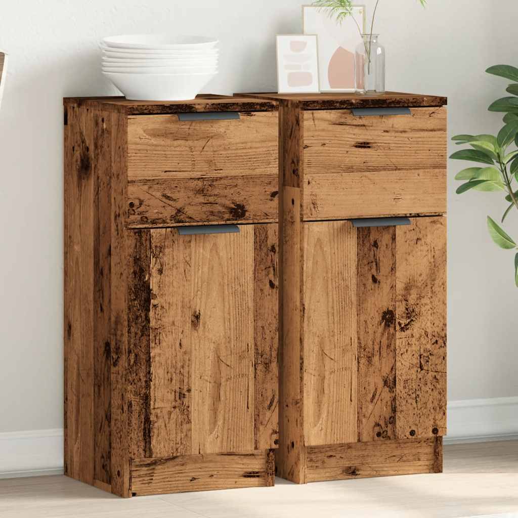 vidaXL Sideboards 2 pcs Old Wood 30x30x70 cm Engineered Wood