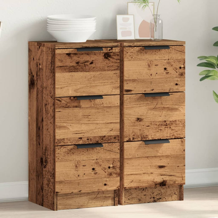 vidaXL Sideboards 2 pcs Old Wood 30x30x70 cm Engineered Wood