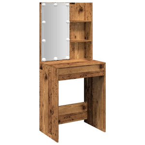 vidaXL Dressing Table with LED Old Wood 60x40x140 cm