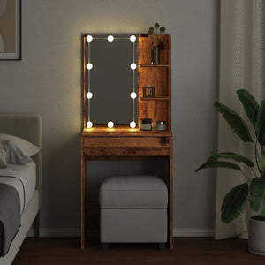 vidaXL Dressing Table with LED Old Wood 60x40x140 cm