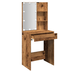 vidaXL Dressing Table with LED Old Wood 60x40x140 cm