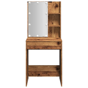 vidaXL Dressing Table with LED Old Wood 60x40x140 cm