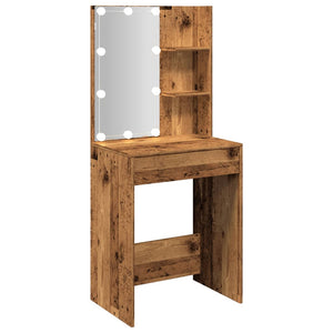 vidaXL Dressing Table with LED Old Wood 60x40x140 cm