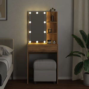 vidaXL Dressing Table with LED Artisan Oak 60x40x140 cm