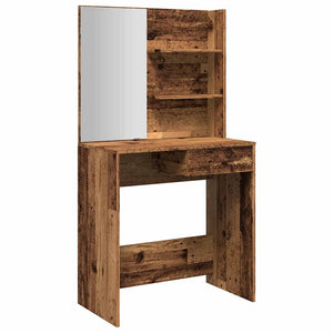 vidaXL Dressing Table with Mirror Old Wood 74.5x40x141 cm