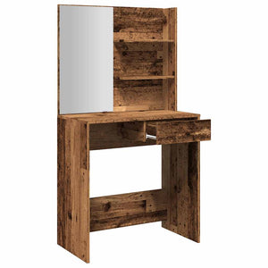 vidaXL Dressing Table with Mirror Old Wood 74.5x40x141 cm