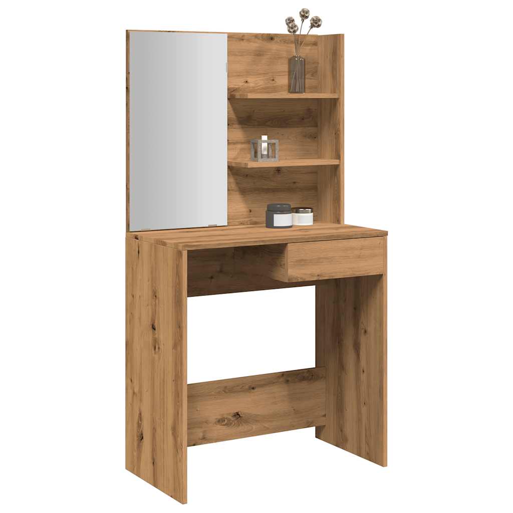 vidaXL Dressing Table with Mirror Artisan Oak 74.5x40x141 cm