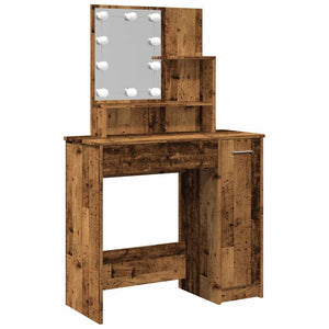 vidaXL Dressing Table with LED Old Wood 86.5x35x136 cm