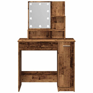 vidaXL Dressing Table with LED Old Wood 86.5x35x136 cm