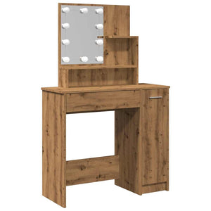 vidaXL Dressing Table with LED Artisan Oak 86.5x35x136 cm