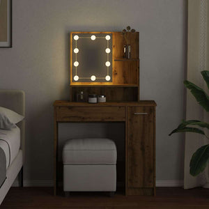 vidaXL Dressing Table with LED Artisan Oak 86.5x35x136 cm