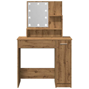 vidaXL Dressing Table with LED Artisan Oak 86.5x35x136 cm