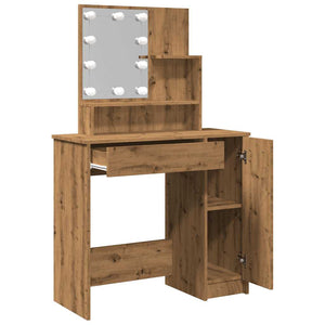 vidaXL Dressing Table with LED Artisan Oak 86.5x35x136 cm