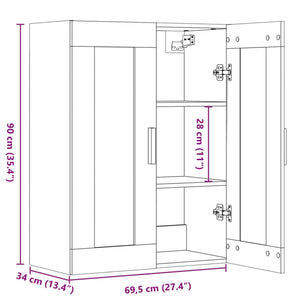 vidaXL Hanging Wall Cabinet Old Wood 69.5x34x90 cm