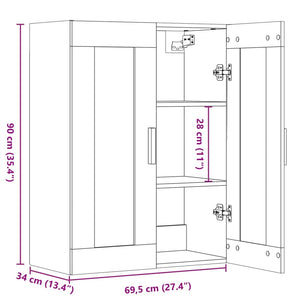 vidaXL Hanging Wall Cabinet Artisian Oak 69.5x34x90 cm