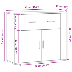 vidaXL Sideboard Old Wood 80x33x70 cm Engineered Wood