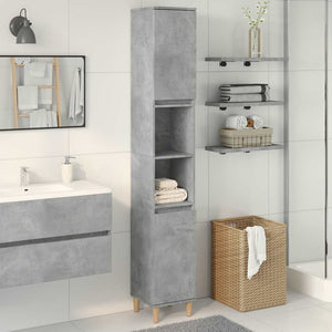 vidaXL Bathroom Cabinet Concrete Grey 30x30x190 cm Engineered Wood