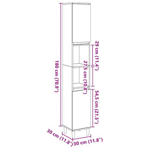 vidaXL Bathroom Cabinet Concrete Grey 30x30x190 cm Engineered Wood