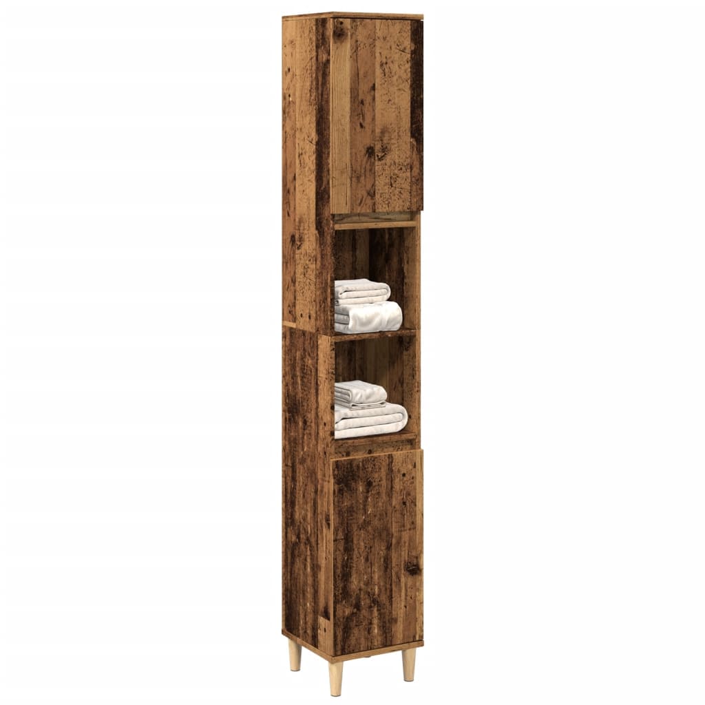 vidaXL Bathroom Cabinet Old Wood 30x30x190 cm Engineered Wood