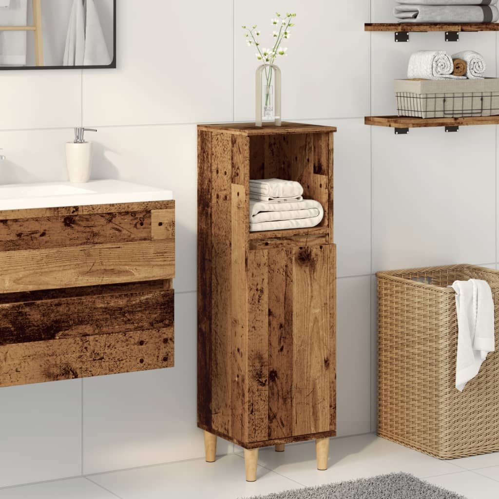 vidaXL Bathroom Cabinet Old Wood 30x30x100 cm Engineered Wood