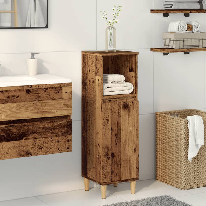 vidaXL Bathroom Cabinet Old Wood 30x30x100 cm Engineered Wood