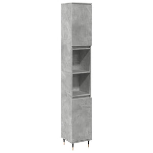 vidaXL Bathroom Cabinet Concrete Grey 30x30x190 cm Engineered Wood