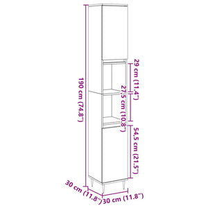 vidaXL Bathroom Cabinet Concrete Grey 30x30x190 cm Engineered Wood