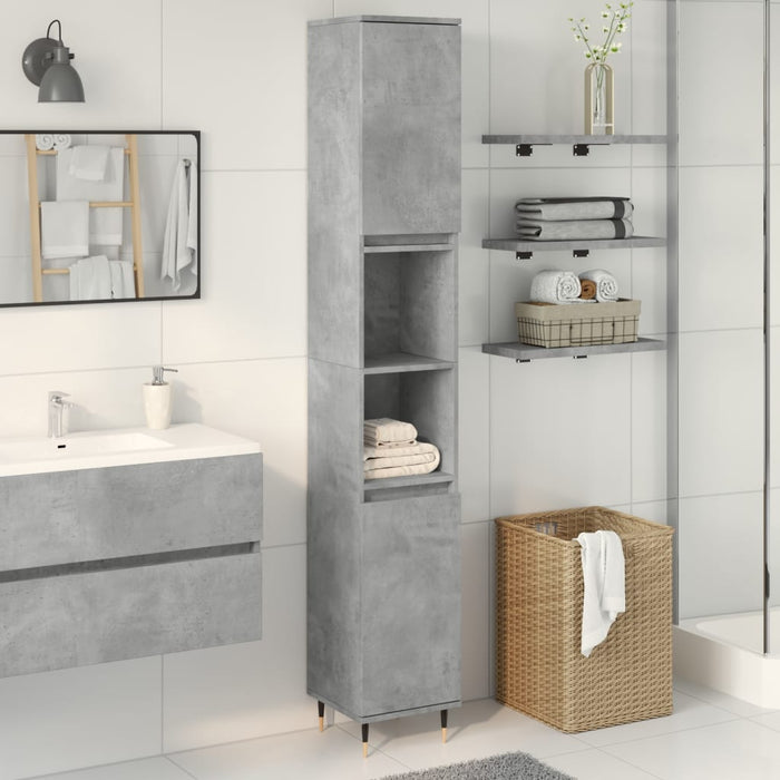 vidaXL Bathroom Cabinet Concrete Grey 30x30x190 cm Engineered Wood