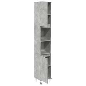 vidaXL Bathroom Cabinet Concrete Grey 30x30x190 cm Engineered Wood