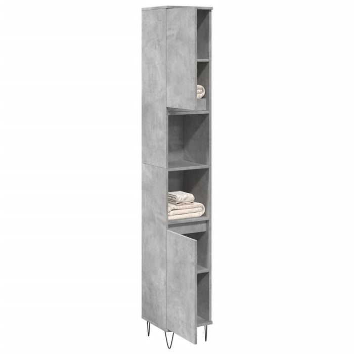 vidaXL Bathroom Cabinet Concrete Grey 30x30x190 cm Engineered Wood