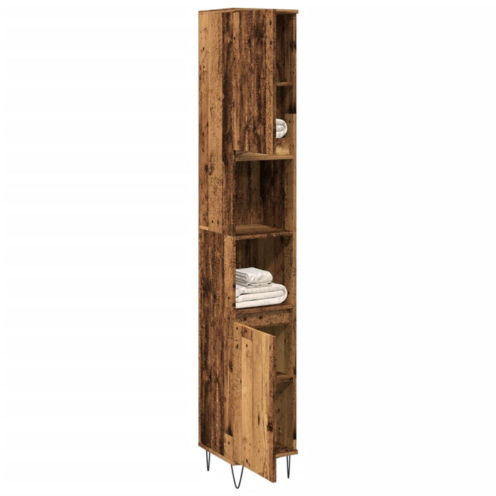 vidaXL Bathroom Cabinet Old Wood 30x30x190 cm Engineered Wood