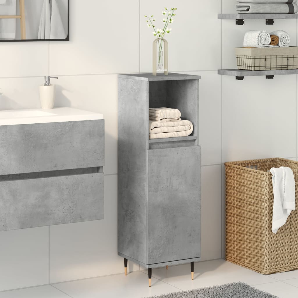 vidaXL Bathroom Cabinet Concrete Grey 30x30x100 cm Engineered Wood