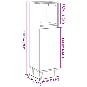 vidaXL Bathroom Cabinet Concrete Grey 30x30x100 cm Engineered Wood