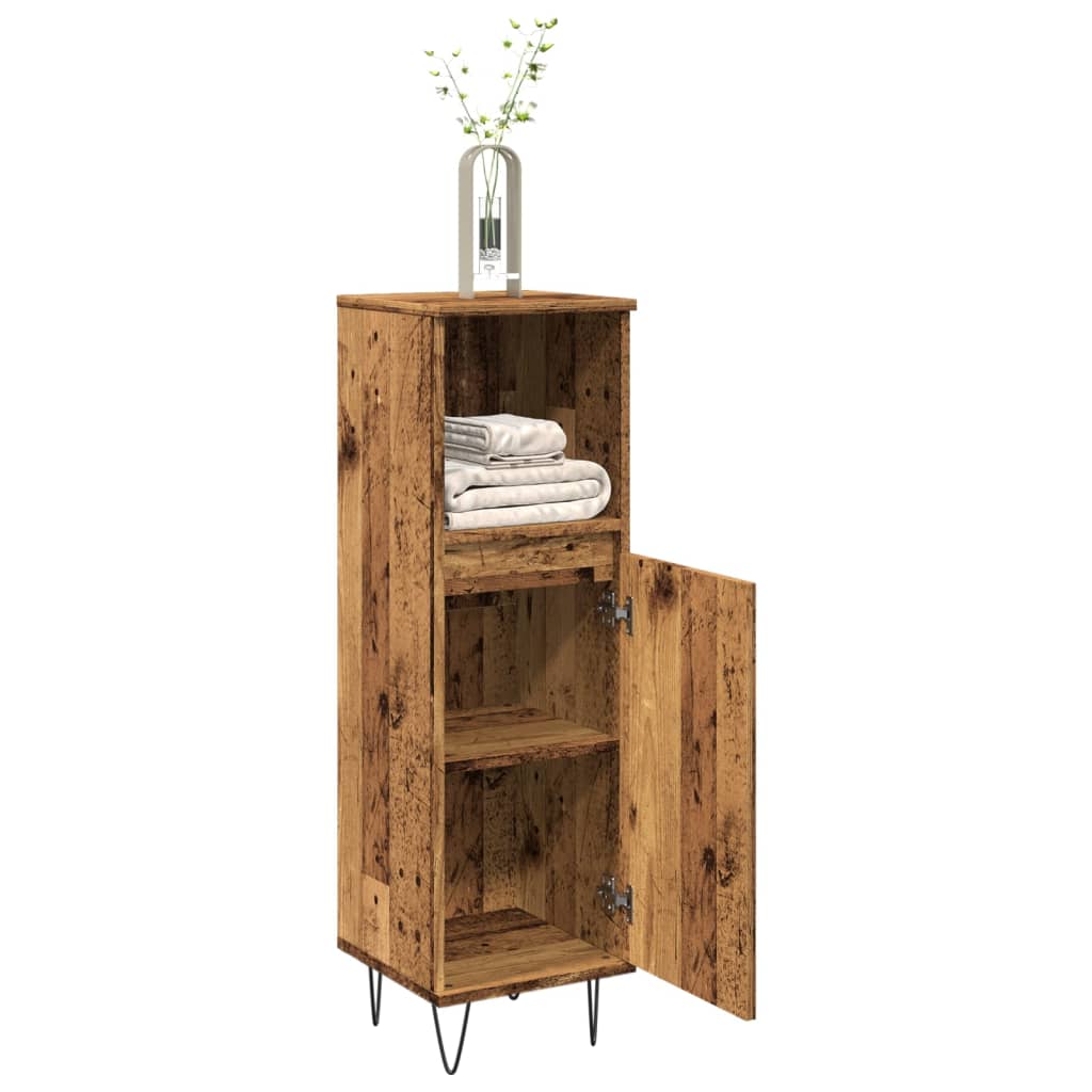 vidaXL Bathroom Cabinet Old Wood 30x30x100 cm Engineered Wood