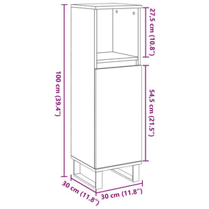 vidaXL Bathroom Cabinet Concrete Grey 30x30x100 cm Engineered Wood