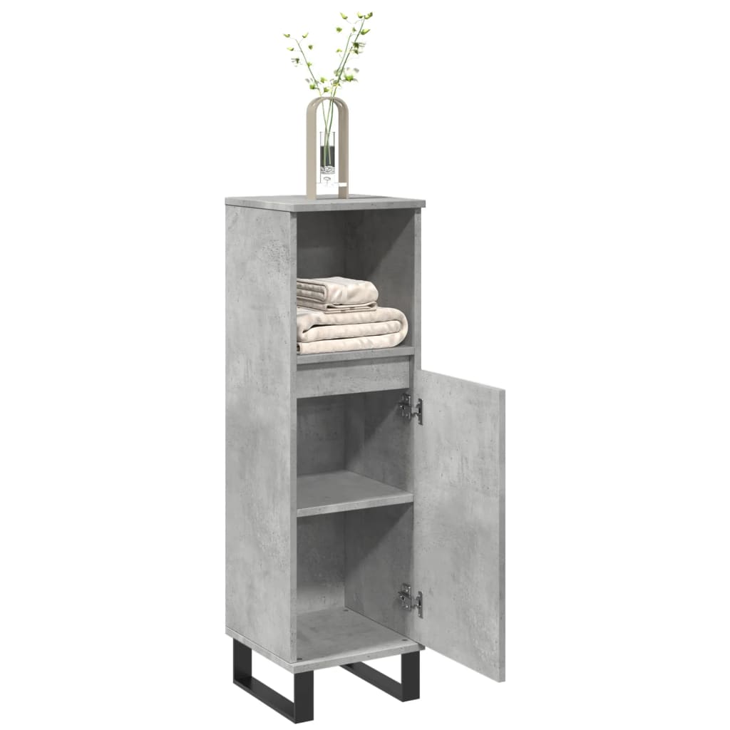 vidaXL Bathroom Cabinet Concrete Grey 30x30x100 cm Engineered Wood