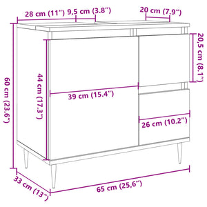 vidaXL Bathroom Cabinet Old Wood 65x33x60 cm Engineered Wood