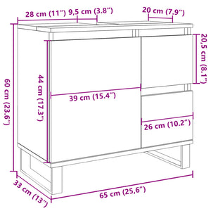 vidaXL Bathroom Sink Cabinet Concrete Grey 65x33x60 cm Engineered Wood