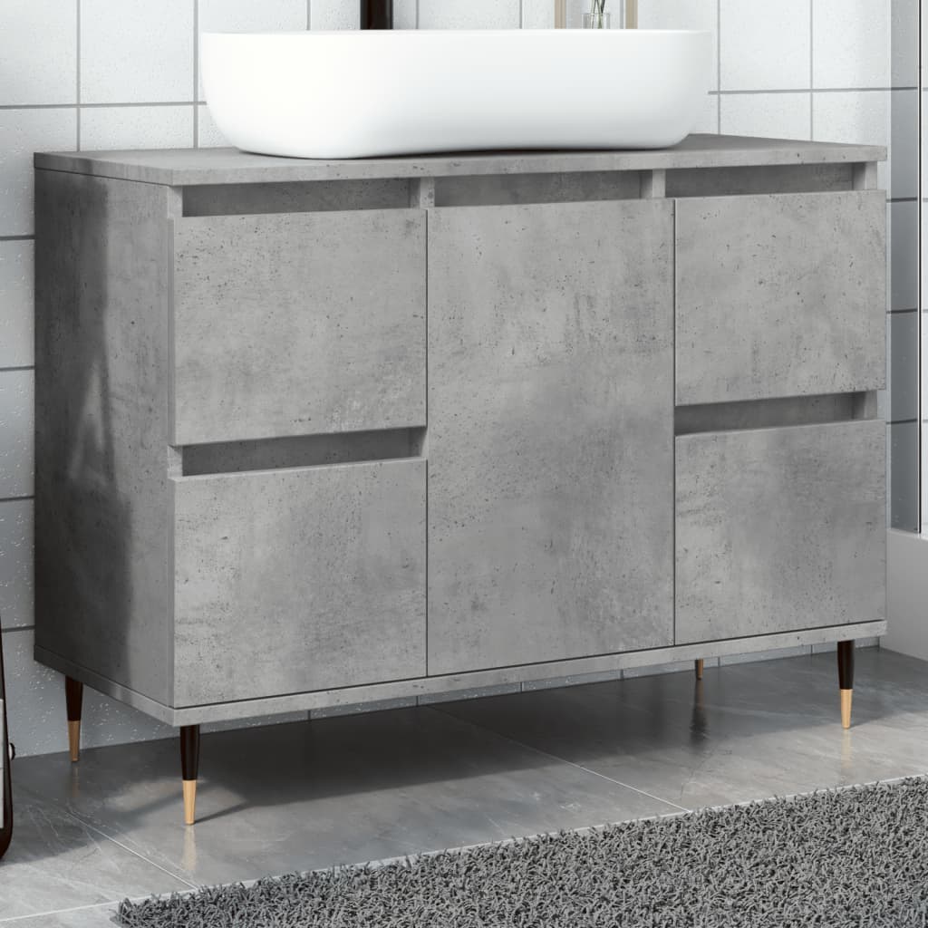 vidaXL Bathroom Cabinet Concrete Grey 80x33x60 cm Engineered Wood