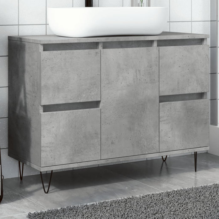 vidaXL Bathroom Cabinet Concrete Grey 80x33x60 cm Engineered Wood