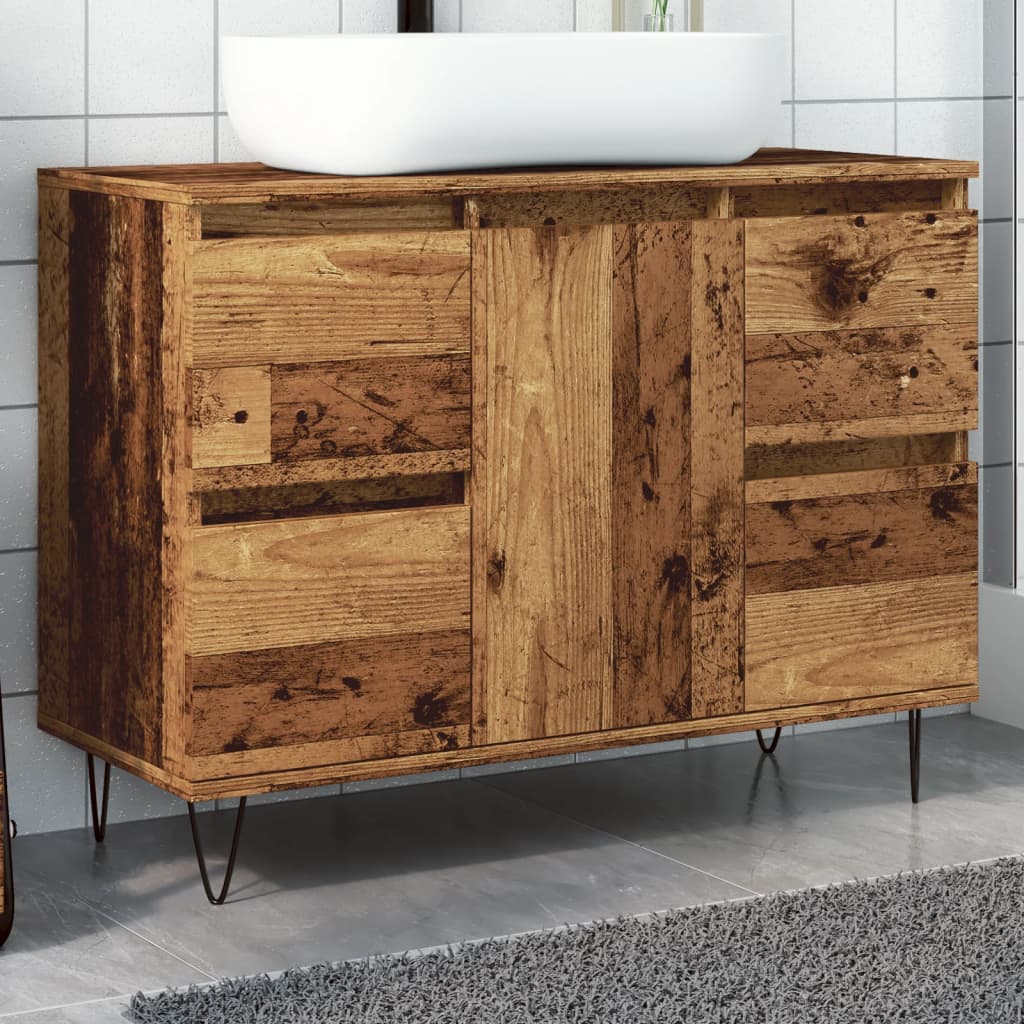 vidaXL Bathroom Cabinet Old Wood 80x33x60 cm Engineered Wood