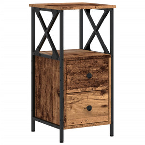 vidaXL Bedside Cabinet Old Wood 34x35.5x70 cm Engineered Wood