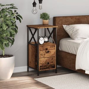 vidaXL Bedside Cabinet Old Wood 34x35.5x70 cm Engineered Wood