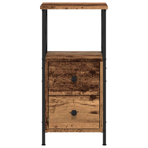 vidaXL Bedside Cabinet Old Wood 34x35.5x70 cm Engineered Wood