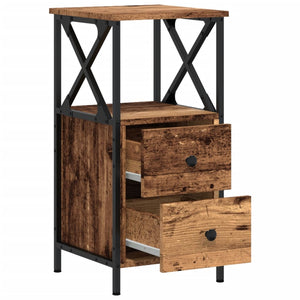 vidaXL Bedside Cabinet Old Wood 34x35.5x70 cm Engineered Wood